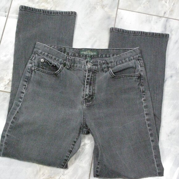 Lauren Ralph Lauren Black Fade Classic Bootcut Mid Rise Jeans Size 6 - Picture 4 of 5